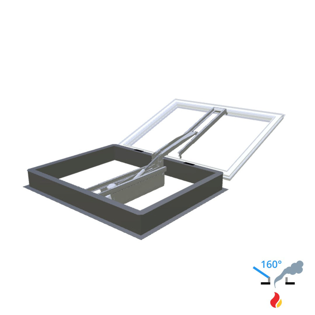 Skylux 160° CE met koepel en metaalopstand mit LM-Motor 1000 x 1900 mm
