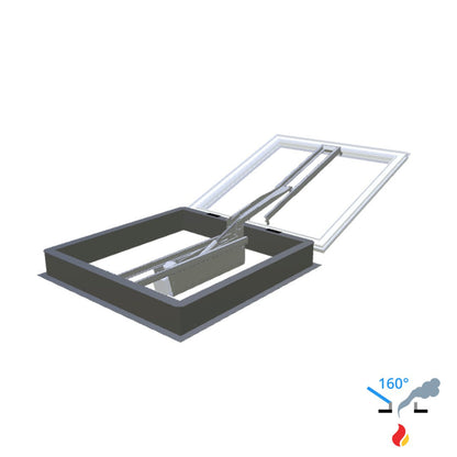 Skylux 160° CE met koepel en metaalopstand mit LM-Motor 1200 x 1200 mm