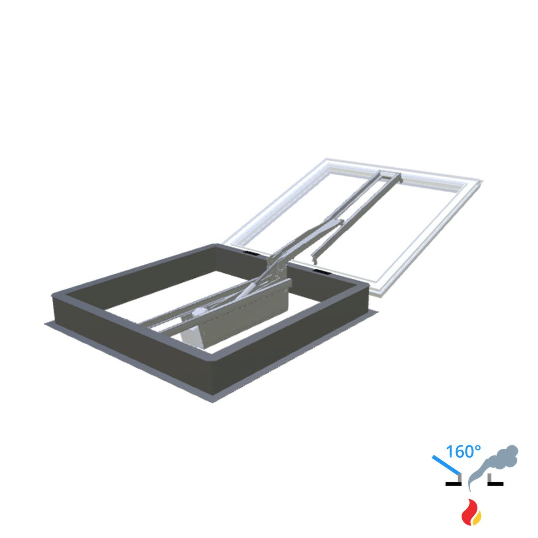 Skylux 160° CE met koepel en metaalopstand mit LM-Motor 1500 x 1500 mm