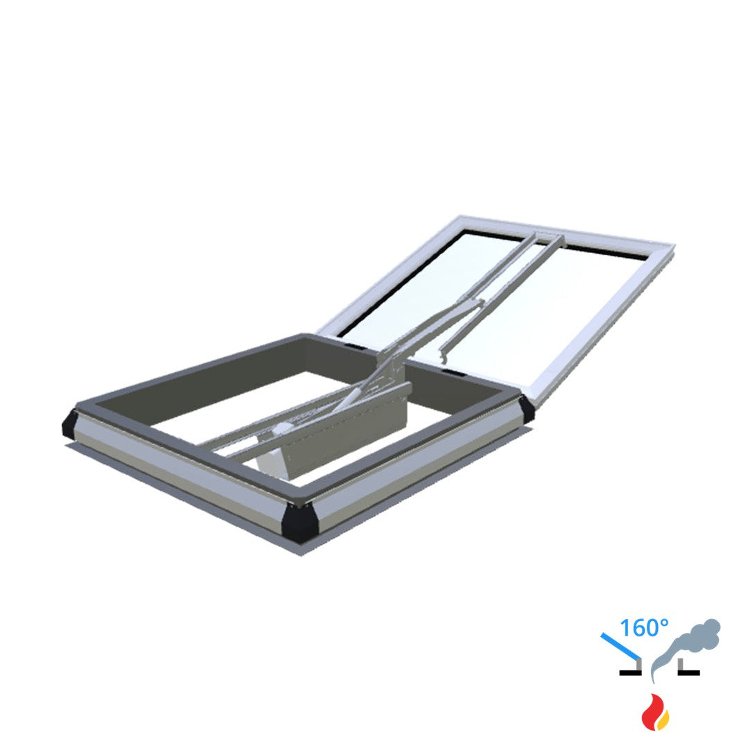 Skylux 160° CE met koepel en metaalopstand mit Doppel-LM-Motor - iDome 0900 x 0900 mm