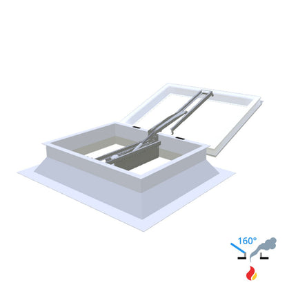 Skylux 160° CE mit Kuppel und Polyester-Aufsatzkranz 30/20 mit LM-Motor 1000 x 2000 mm