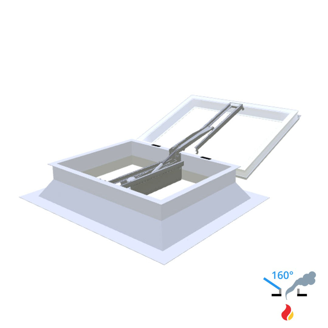 Skylux 160° CE mit Kuppel und Polyester-Aufsatzkranz 30/20 mit LM-Motor 1300 x 2200 mm